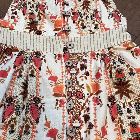 Agua Bendita for Anthropologie Goldenrod Button Front  Midi Dress Size PL - Picture 3 of 9